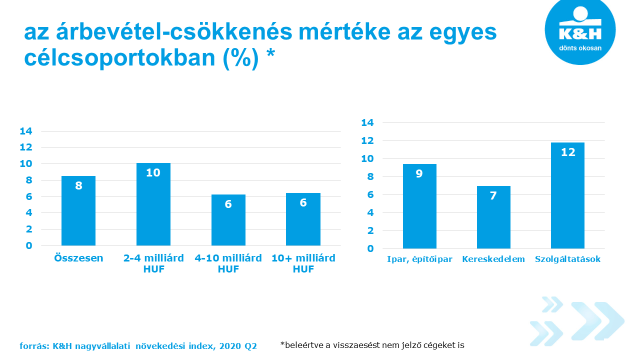 nagyvállalat árbevétel-csökkenés mértéke 2020