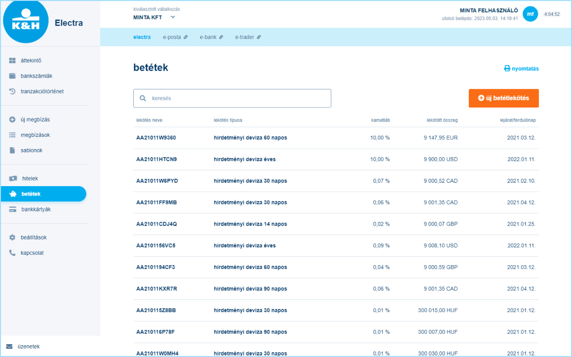 K&H web Electra betétek minta