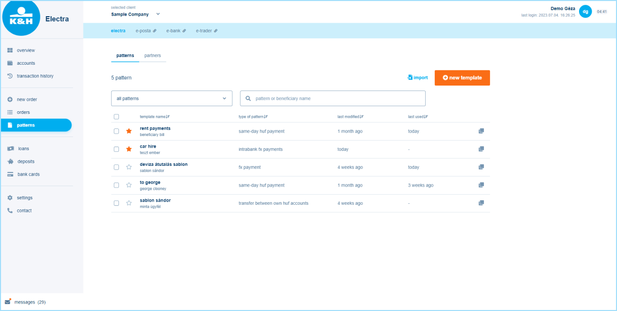K&H web Electra patterns